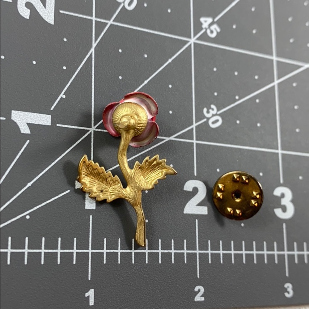 Vintage Rose Rhinestone Brooch Pin - Picture 5 of 8